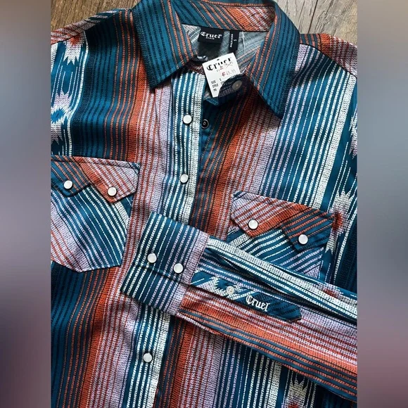 NWT Cruel denim Aztec pearl snap Western‎ Shirt women’s size small - Picture 3 of 12